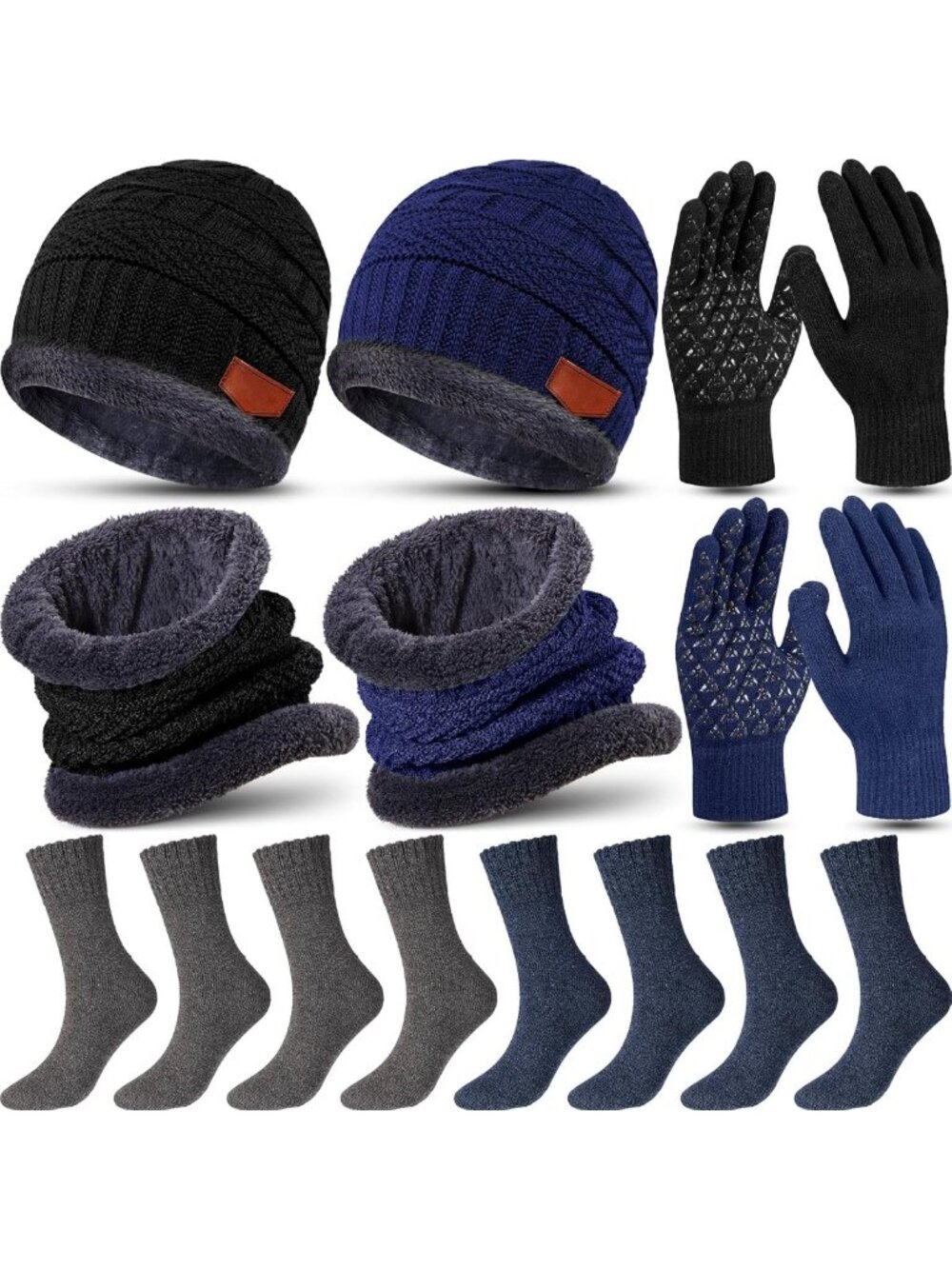 Cozy 10-Piece Winter Set: Hat, Scarf, Gloves & Socks for Cold Weather Fashion